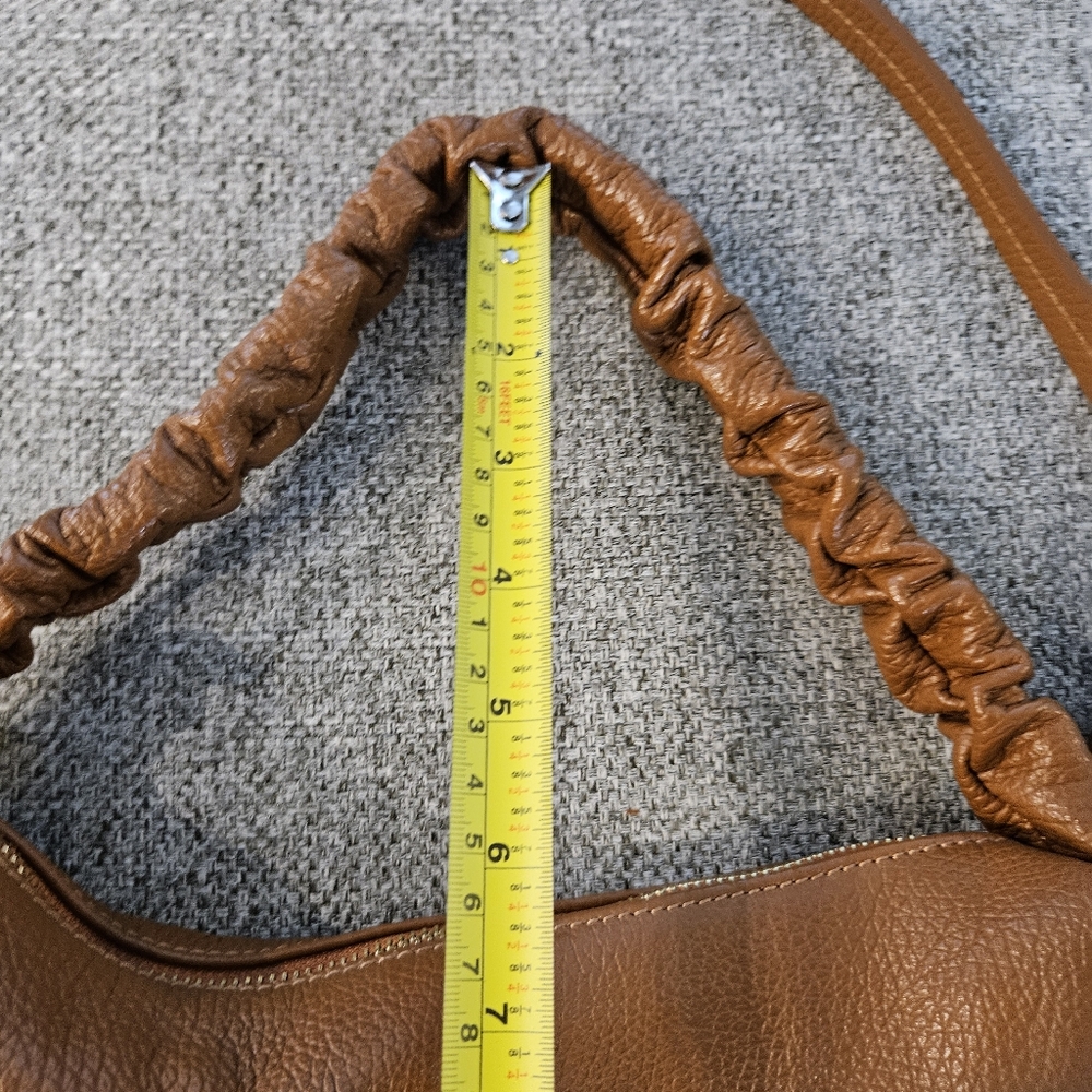 LUANA FERRACUTI Leather ShoulderBag With Ruched Handie Made In Italy Cognac EUC - Picture 15 of 16